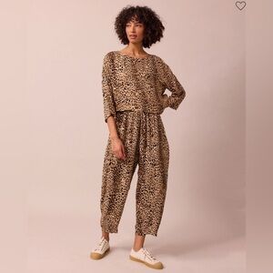 Beyond Nine Mabel Cupro Toursers in Leopard Print, Size XXL
